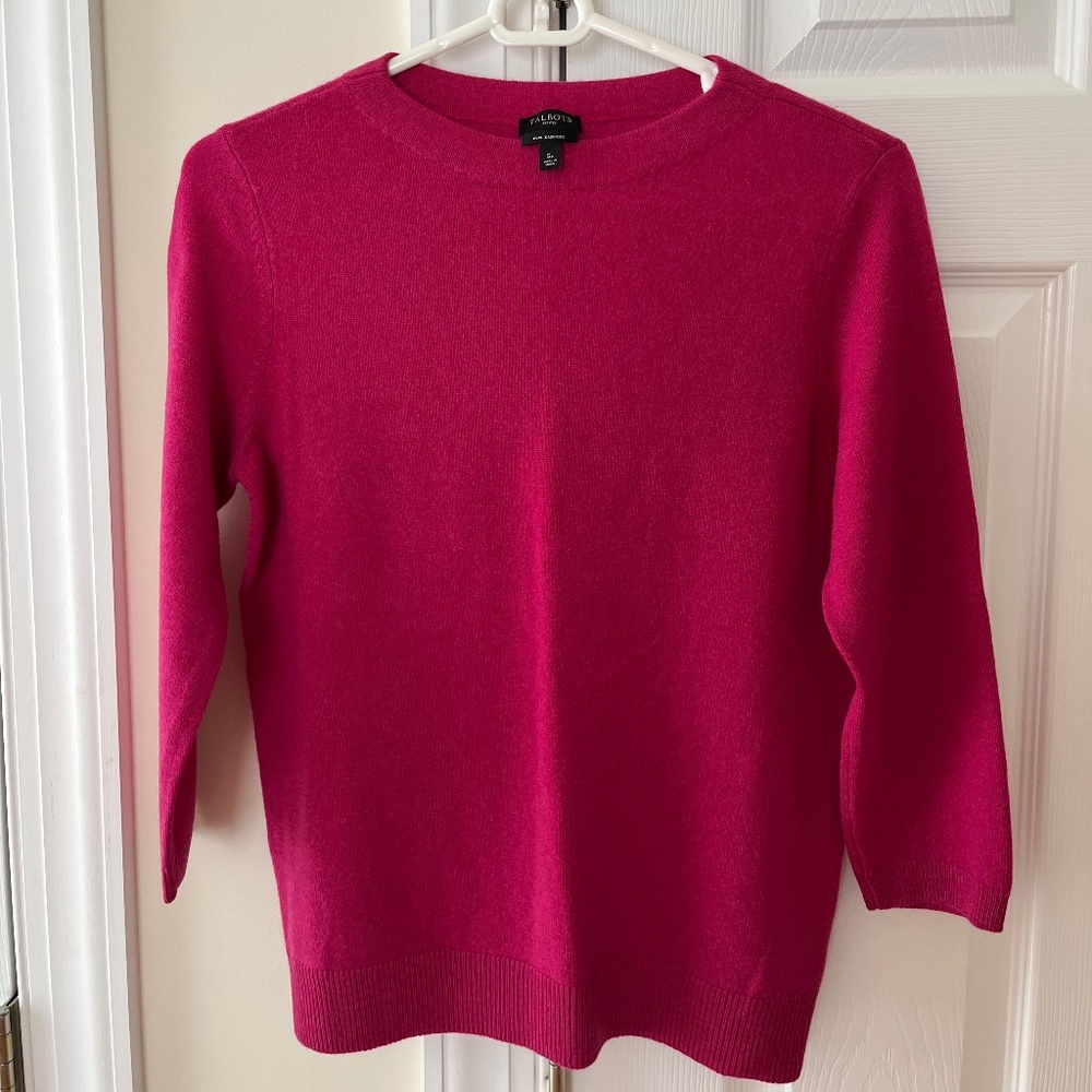 Talbots Pink Cashmere Crew Neck Sweater, Size Small